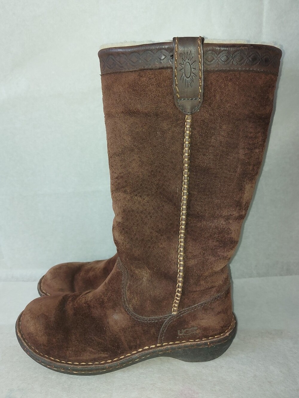 UGG Sheepskin Winter Cozy Slouchy Academia Swell Tall Boots Size 6 Brown Leather
